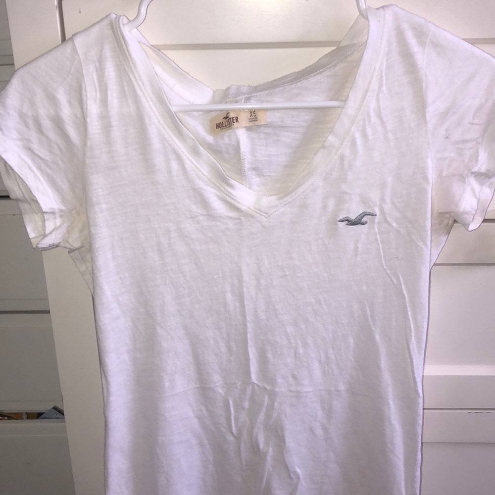 White, Black and Grey V-Neck Shirt